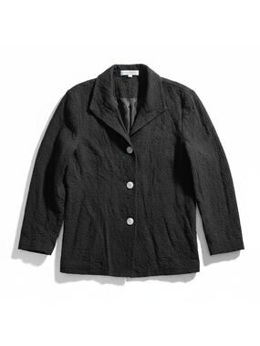 Christopher Calvin 1X Black Lagenlook Button Up Top Jacket Minimalist Boho